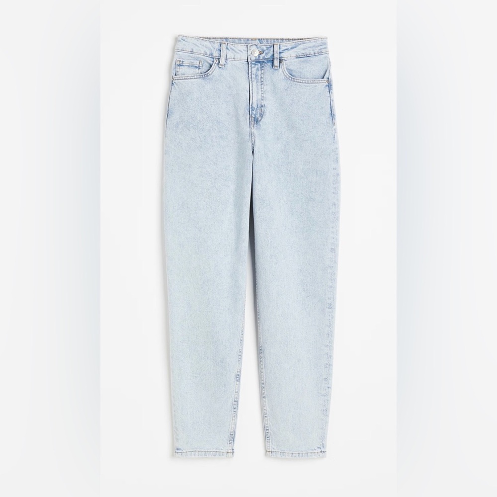 NWT H&M Loose Fit Mom Jeans Ultra High Waist Light Blue Women's Denim Sz 10